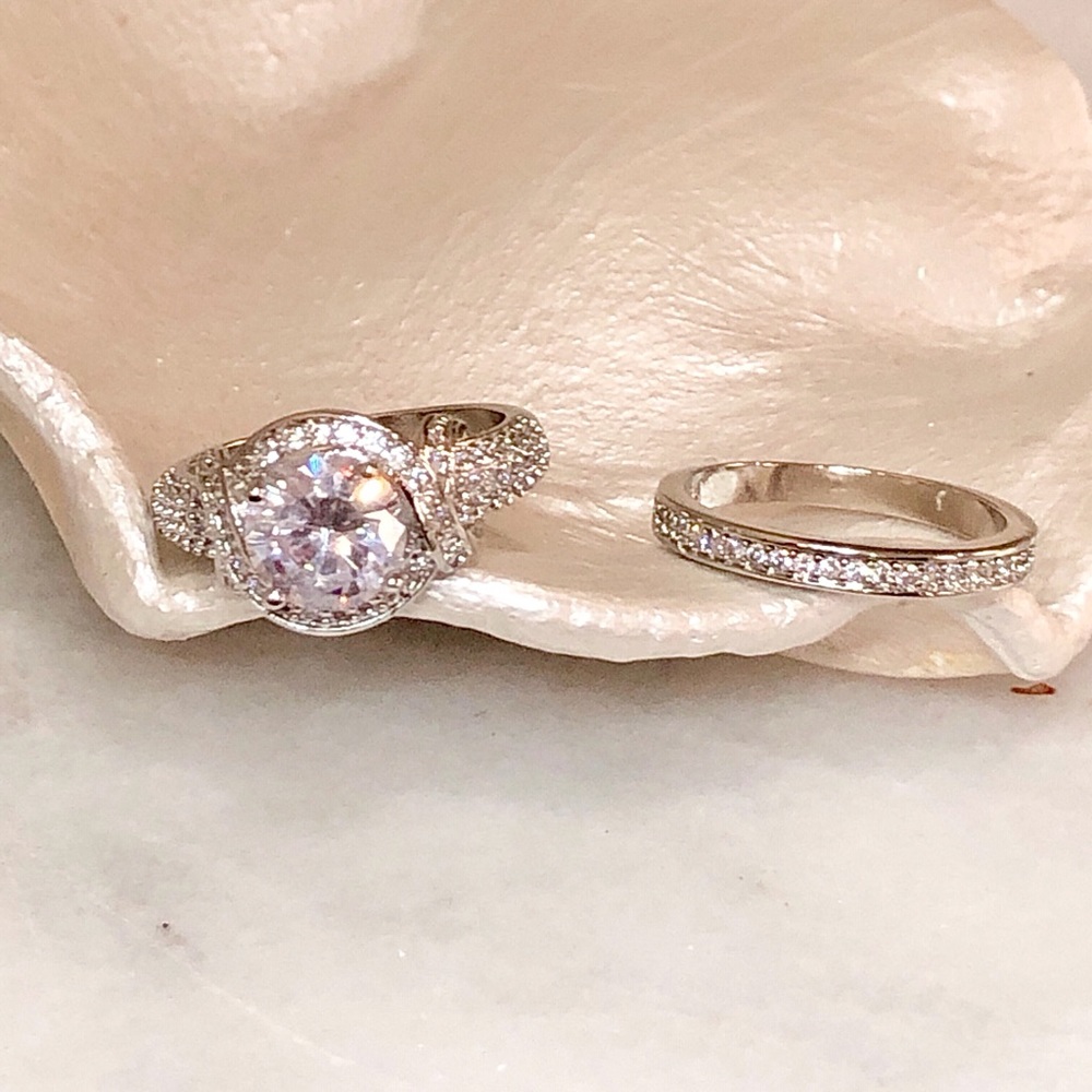 .925 Sterling Silver Engagement Wedding Rings 6.5 - Picture 9 of 10